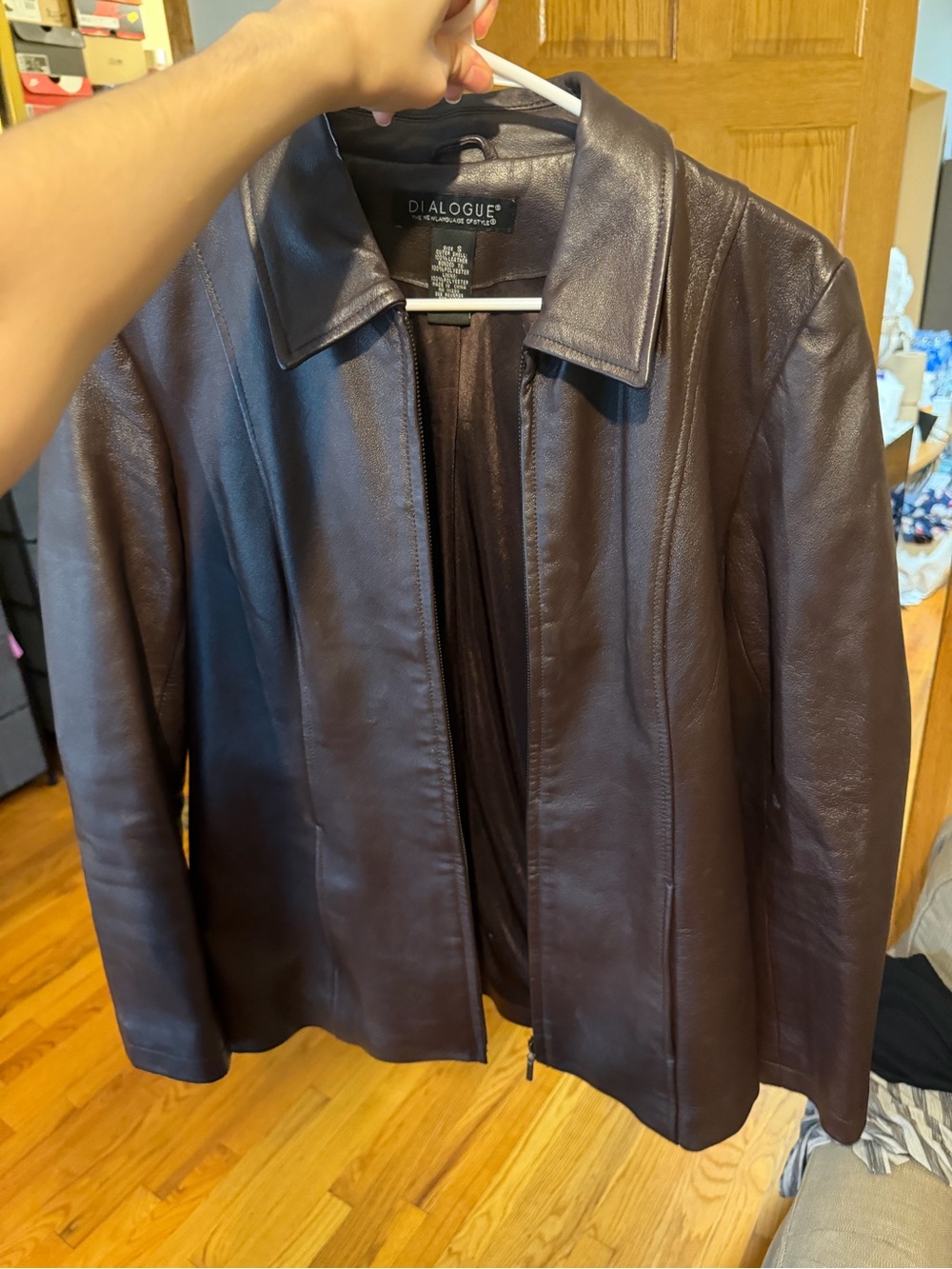 Women's Brown 100% Leather Vintage Zip-Front Jacket